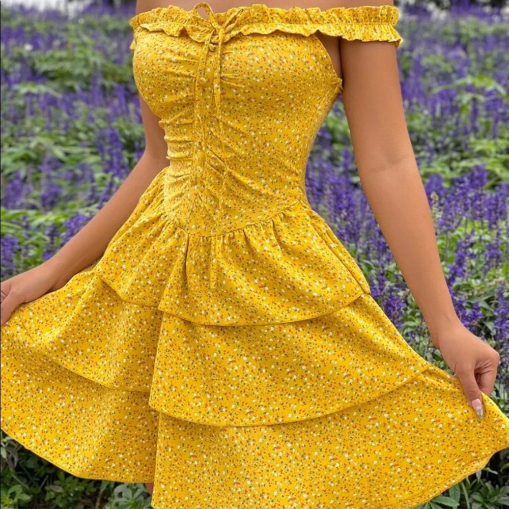SHEIN Yellow Floral Dress